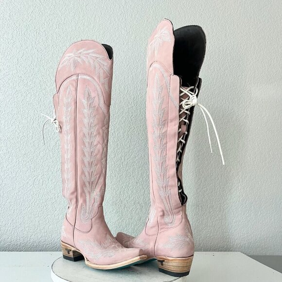 Lane LEXINGTON Over the Knee Womens Cowboy Boots 5.5 Pink Western Cowgirl Tall - Picture 1 of 14